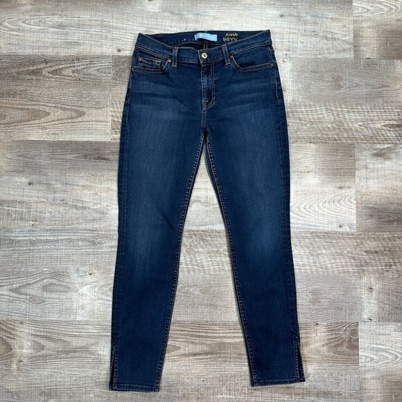 Seven For All Mankind The Ankle Skinny Jeans Women's Sz 27 Blue Slit Ankle - Picture 3 of 9